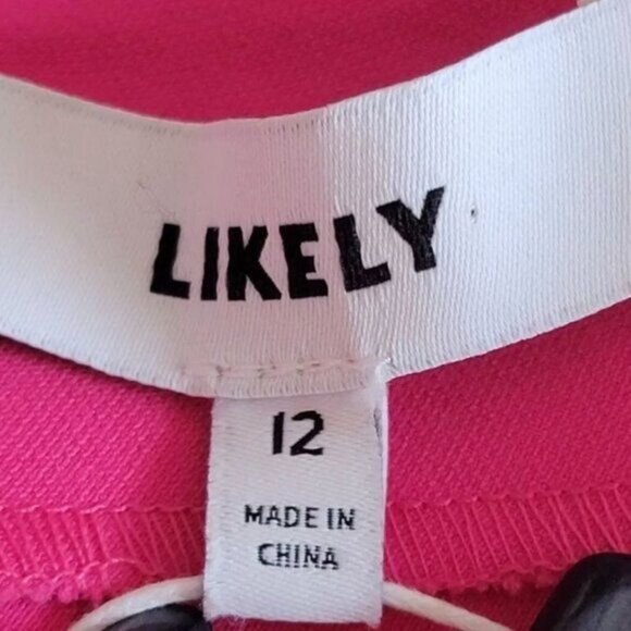 Likely Packard Dress Size 12 One Shoulder Fuchsia Pink Mid Length Slit New - Picture 9 of 12